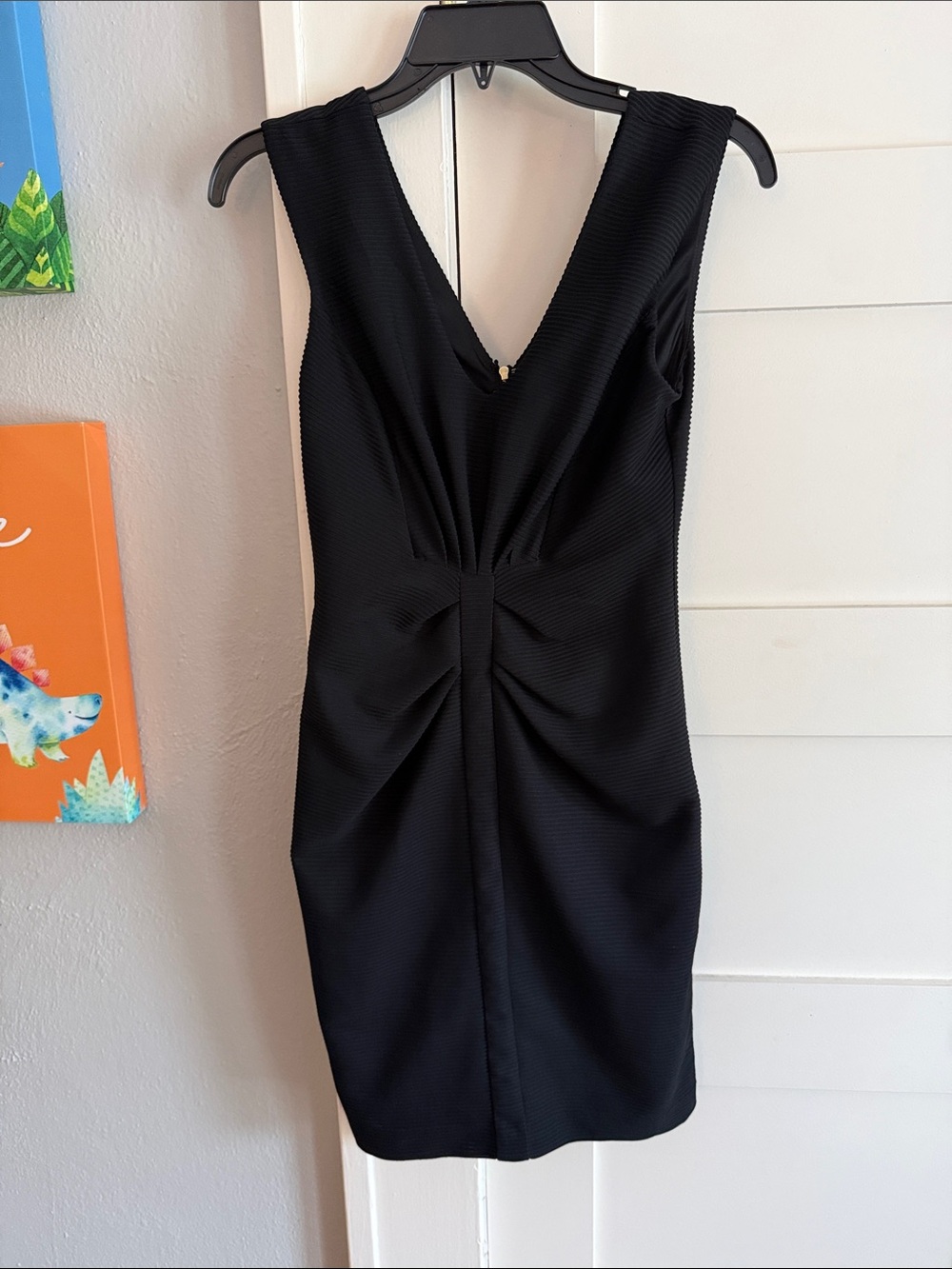 Express Black Midi Dress with Waist Twist Detail